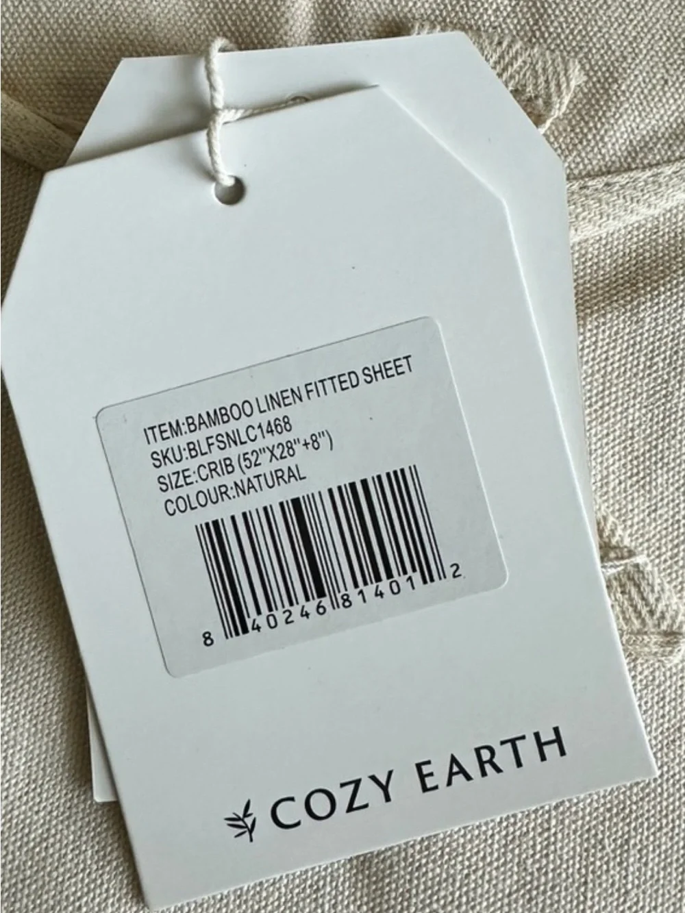 Cozy Earth Bamboo Linen Fitted Crib Sheet Natural NWT